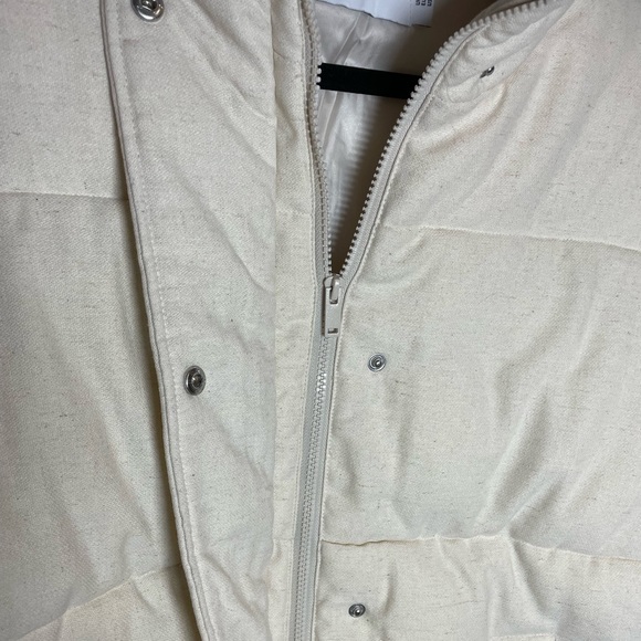 New Asos Design Women’s Cream Washed Linen Puffer Jacket Size US 6 - Picture 7 of 16